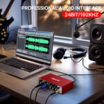 EBXYA 2i2 USB Audio Interface for PC Recording, 24-bit/192kHz Plug and Play USB Interface +48V Phantom Power for Music, Studio, Guitar, Podcast, Streaming(Metallic Red) - Image 5