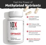 10X Health Optimize Multivitamin for Men - 90 Capsules, Methylated Multivitamin 34 in 1 Formula with 800 mcg of Vitamin B12, 5-MTHF, NAC - Methyl B Complex, MTHFR Supplement - Image 8