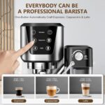 Espresso and Cappuccino Machine 20 Bar, Latte Machine with Automatic Milk Frother, Espresso Maker in Stainless Steel Design,1350W Coffee Maker with Touchscreen for Home (Silver) - Image 4