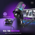 FIFINE USB Gaming Microphone Kit, PC Streaming Mic with RGB Lights, Mute, Gain Knob, Metal Boom Arm for Recording Podcast, Condenser Computer Microphone Set Compatible with PS4/PS5-AmpliGame A8T - Image 5