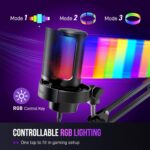 FIFINE USB Gaming Microphone Kit, PC Streaming Mic with RGB Lights, Mute, Gain Knob, Metal Boom Arm for Recording Podcast, Condenser Computer Microphone Set Compatible with PS4/PS5-AmpliGame A8T - Image 4
