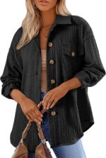 Dokotoo Womens Cable Knit Lightweight Shacket Button Down Shirts Long Sleeve Casual Oversized Blouses Tops - Image 2
