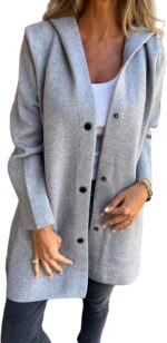 Jackets for Women Trendy Single Breasted Hooded Jacket 2025 Lapel Long Sleeve Casual Lightweight Overcoat with Pocket - Image 4