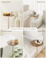 Masupu Drink Table, Round Side Table for Small Spaces, Pedestal Small End Table with Metal Base, for Living Room, Bedroom, Bathroom, Rustic Brown - Image 7
