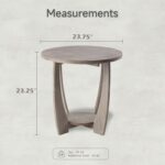 Rustic Farmhouse End Table with Storage Shelf, French Country Accent Side Table for Family, Dinning or Living Room, Small Spaces, Modern, Round, Vintage Grey Finish - Image 4