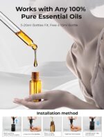 Waterless Essential Oil Diffuser: Battery Mini Scent Diffusers for Home&Car with 8 Color LED Night Light — Cool Mist Aroma Machine Deep Black - Image 9