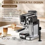Espresso and Cappuccino Machine 20 Bar, Latte Machine with Automatic Milk Frother, Espresso Maker in Stainless Steel Design,1350W Coffee Maker with Touchscreen for Home (Silver) - Image 9