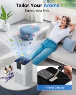 Air Purifiers for Home Large Room Up to 1250 Ft²,MOOKA H13 HEPA Air Purifier for Pets Dust Odor Smoke,Aromatherapy Function,Air Cleaner with 15dB Quiet Sleep Mode for Bedroom Office Living Room,White - Image 5