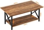 GreenForest Coffee Table with Storage, 39 inch Modern 2-Tier Coffee Tables for Living Room, X-Frame Design Farmhouse Coffee Table Space Saving Living Room Tables, Easy Assembly, Walnut - Image 4