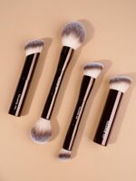 MAANGE 4 PCS Foundation Makeup Brush Set Double-ended Kabuki Contour Brush for Liquid Powder Concealer Cream Cosmetics Blending Blush Face Makeup Tools Kit (Coffee) - Image 10