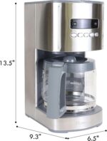 Kenmore Drip Coffee Maker - Programmable Cafe Machine With Glass Pot, Regular & Bold Brew, Auto Shut Off Large Water Reservoir, Reusable Filter, Kitchen Appliances For Cafeteria Barista, 12 Cup, White - Image 8