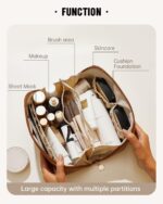 EACHY Travel Makeup Bag,Large Capacity Cosmetic Bags for Women,Waterproof Portable Pouch Open Flat Toiletry Bag Pattern Makeup Bag - Image 3