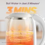 Cosori Electric Kettle, No Plastic Filter & Spout, Tea Kettle & Hot Water Boiler For Coffee & Tea, Water Heater & Teapot, Automatic Shut Off, Borosilicate glass, White, 1.7L/1500W - Image 5