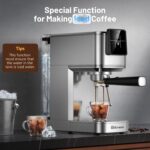 Espresso Machine, 20 Bar Professional Espresso Coffee Maker with Milk Frother Steam Wand, Hot & Iced Coffee Machine, Compact Stainless Steel Coffee Machine for Cappuccino,Latte,Cold Brew - Image 6