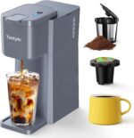 Mini Hot and Iced Coffee Maker Single Serve, for K Cup and Ground, 6 to 14 Oz Brew Sizes, with Recipe Book, for Home, Travel, RV, Office and Dorm, Elegant Gray - Image 2