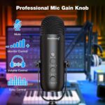 ZealSound Gaming Microphone Kit,Podcast Condenser USB Mic with Boom Arm,Supercardioid Microphone with Mute Button,Echo Volume Gain Knob,Adjust Monitor for Phone PC Computer (Black) - Image 6