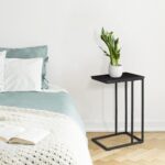 C Shaped Side Table Set of 2, Skinny Sofa Table for Sofa and Bed, Couch Tables That Slide Under, Small End Tables for Living Room, Bedroom or Small Spaces, Black - Image 3