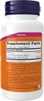 NOW Foods Supplements, Vitamin K-2 100 mcg, Menaquinone-4 (MK-4), Supports Bone Health*, 100 Veg Capsules - Image 3