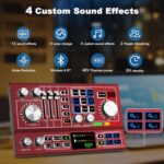 Podcast Equipment Bundle for 2,Audio Interface DJ Mixer With 3.5mm XLR Condenser Microphone for Living Streaming,Recording,Gaming,TikTok,YouTube,PC,Smartphone (Red) - Image 4