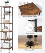 HOOBRO 6-Tier Corner Shelf, Corner Square Rack Display Shelf, Tall Storage Rack Plant Stand, Bookcase for Small Spaces, Living Room, Home Office, Kitchen, Rustic Brown and Black BF55CJ01 - Image 7
