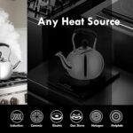 Whistling Tea Kettle Stovetop - 2.3 Quart Round Tea Pot for Stovetop, Silver Mirror Polished Classic Stovetop Kettle, Food Grade Material Teapot for Stove Top - Image 6