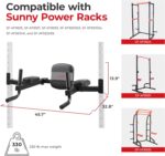 Sunny Health & Fitness Power Cage Squat Rack Upgrade Attachments, Dip Bar, Plate Bar Holder, Belt Squat, J Hook, Lat, Adapter, U Ring, Pull Up Bar, Landmine, Captain's Chair, Tricep Rope For Home Gym - Image 7