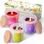 3 Soy Scented Candles for Women- 15OZ Candles for Home Scented with Crystals, Lavender/Vanilla/Rose Aromatherapy Candle Set - Image 2