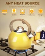 Stovetop Tea Kettle, 2.1 Quart Stove Top Whistling Tea Kettles,Water Teapot Induction Tea Kettle with Food Grade Stainless Steel and Silicone Anti-Hot Handle, Suitable for All Heat Sources - Image 4