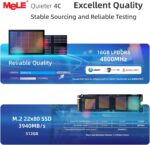 MeLE Mini PC Quieter 4C with Windows 11 Pro, Fanless N150 16GB RAM 512GB M.2 SSD Mini Computers, Full-Functional USB-C, 2.4G/5G WiFi, 4K Triple Display on Home, Office, Education, Astrophotography - Image 5