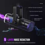 FIFINE USB/XLR Dynamic Microphone for Podcast Recording, PC Computer Gaming Streaming Mic with RGB Light, Mute Button, Headphones Jack, Desktop Stand, Vocal Mic for Singing YouTube-AmpliGame AM8 - Image 5