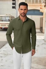 COOFANDY Men's Long Sleeve Button Down Shirts Casual Untucked Dress Shirt Beach Wedding Shirts - Image 3