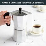 Primula Stovetop Espresso Maker and Handheld Electric Milk Frother Gift Set, Moka Pot for Classic Italian and Cuban Coffee, Cafetera, 6 Espresso Cups, Silver - Image 4