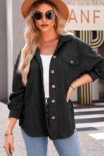 Dokotoo Womens Cable Knit Lightweight Shacket Button Down Shirts Long Sleeve Casual Oversized Blouses Tops - Image 5