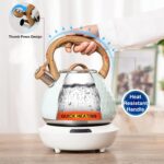 Tea Kettle, Toptier Teapot Whistling Kettle with Wood Pattern Handle Loud Whistle, Food Grade Stainless Steel Tea Pot for Stovetops Induction Diamond Design Water Kettle, 2.7-Quart Light Green - Image 4