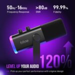 FIFINE USB/XLR Dynamic Microphone for Podcast Recording, PC Computer Gaming Streaming Mic with RGB Light, Mute Button, Headphones Jack, Desktop Stand, Vocal Mic for Singing YouTube-AmpliGame AM8 - Image 4