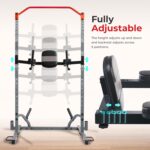 Sunny Health & Fitness Power Cage Squat Rack Upgrade Attachments, Dip Bar, Plate Bar Holder, Belt Squat, J Hook, Lat, Adapter, U Ring, Pull Up Bar, Landmine, Captain's Chair, Tricep Rope For Home Gym - Image 4
