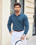 COOFANDY Mens Knit Polo Shirts Casual Long Sleeve Classic Polo Shirts Button Down Golf Shirts - Image 4