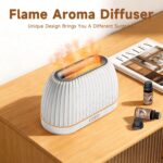 Essential Oil Diffuser, Flame Effect Aromatherapy Diffuser with 7-Color LED Lights & Auto Shut-Off, Ultrasonic Diffusers for Home, 120ml Samll Scent Diffuser for Essential Oils - White - Image 3