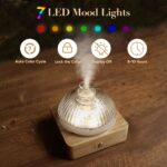 Glass Dome Essential Oil Diffuser with Glass Reservoir & Wood Base-No Plastic, 200ml Ultrasonic Diffuser for Aromatherapy with Timer 7 Color Light Auto-Off for Home Office Yoga Pilates - Image 5