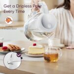 Cosori Electric Kettle, No Plastic Filter & Spout, Tea Kettle & Hot Water Boiler For Coffee & Tea, Water Heater & Teapot, Automatic Shut Off, Borosilicate glass, White, 1.7L/1500W - Image 8