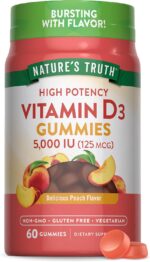 Nature's Truth Vitamin D3 Gummies | 5000 IU | 60 Count | Peach Flavor | Vegetarian, Non-GMO & Gluten Free Supplement - Image 2