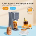 Mini Hot and Iced Coffee Maker Single Serve, for K Cup and Ground, 6 to 14 Oz Brew Sizes, with Recipe Book, for Home, Travel, RV, Office and Dorm, Elegant Gray - Image 3