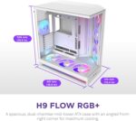 NZXT H9 Flow RGB+ (2025) – Large Dual-Chamber ATX Mid-Tower Airflow PC Case – Includes 7 RGB Fans (6 x 140mm, 1 x 120mm) & Control Hub – 420mm Radiator Support – Back-Connect Ready – White - Image 3