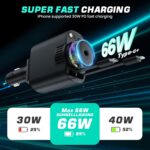 Retractable Car Charger with Aromatherapy and Starlight, 5 in 1 USB C Car Charger for iPhone 16 15 14 13 12 11, Fast Charging Compatible with iPhone Android (Black) - Image 6