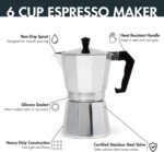 Primula Stovetop Espresso Maker and Handheld Electric Milk Frother Gift Set, Moka Pot for Classic Italian and Cuban Coffee, Cafetera, 6 Espresso Cups, Silver - Image 11