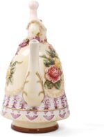 Large Ceramic Teapot and Coffee Pot with Lid, 3D Embossed Victoria Pink Rose Flowers Decorative Teapot(Red） - Image 7