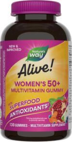Nature's Way Alive! Women’s 50+ Daily Gummy Multivitamin, Supports Multiple Body Systems* , Supports Healthy Heart, Brain & Bones*, B-Vitamins, Mixed Berry Flavored,130 Gummies (Packaging May Vary) - Image 2