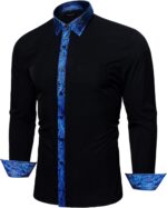 Barry.Wang Black Dress Shirts for Men Business Long Sleeve Button Up Formal Casual Western Collared Muscle Shirt Party Disco - Image 4