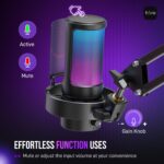 FIFINE USB Gaming Microphone Kit, PC Streaming Mic with RGB Lights, Mute, Gain Knob, Metal Boom Arm for Recording Podcast, Condenser Computer Microphone Set Compatible with PS4/PS5-AmpliGame A8T - Image 3