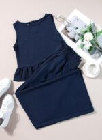 Dokotoo Pants Sets Women 2 Piece Outfits Sleeveless Round Neck Tank Tops Matching Sets for Women Elastic Waist Wide Leg - Image 5